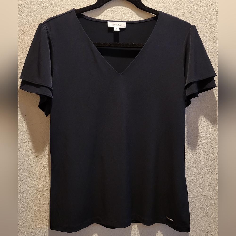 Calvin Klein V Neck Butterfly Sleeve Blouse